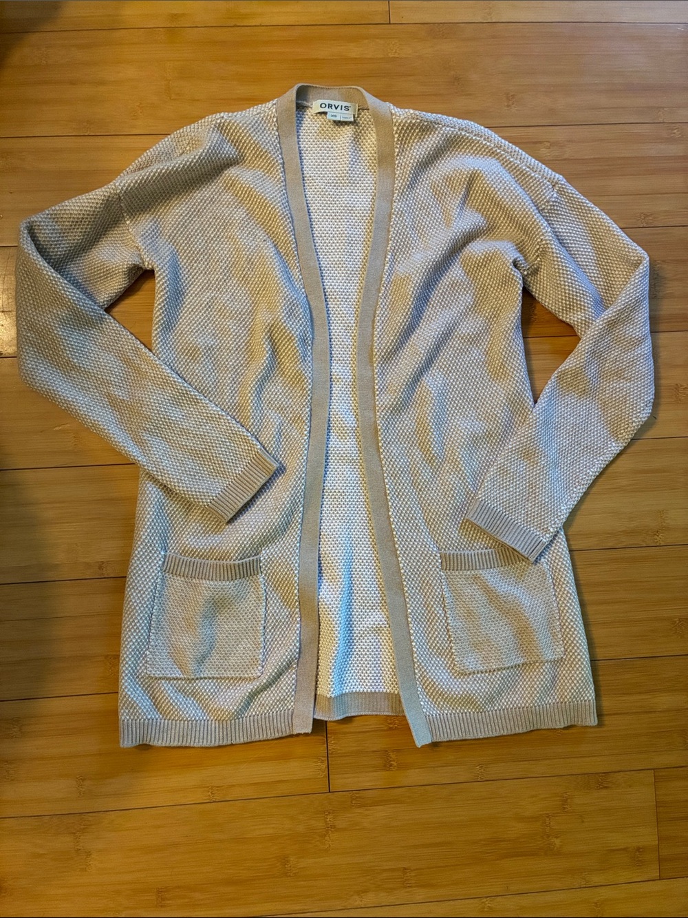 Orvis Neutral Cream Open-Front Textured Cardigan